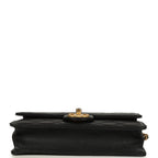Small Chic Pearls Flap Bag Black Goatskin Antique Gold Hardware