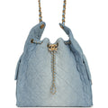 Medium 25 Hobo Bag Light Blue Washed Denim Antique Gold Hardware