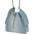 Medium 25 Hobo Bag Light Blue Washed Denim Antique Gold Hardware