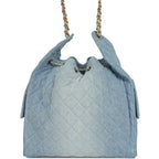 Medium 25 Hobo Bag Light Blue Washed Denim Antique Gold Hardware