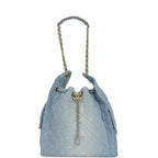 Medium 25 Hobo Bag Light Blue Washed Denim Antique Gold Hardware