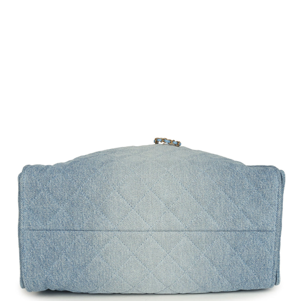 Medium 25 Hobo Bag Light Blue Washed Denim Antique Gold Hardware