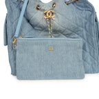 Medium 25 Hobo Bag Light Blue Washed Denim Antique Gold Hardware