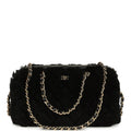 Mini Timeless Classic Barrel Bag with Chain Black Shearling Light Gold Hardware