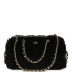 Mini Timeless Classic Barrel Bag with Chain Black Shearling Light Gold Hardware