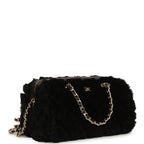 Mini Timeless Classic Barrel Bag with Chain Black Shearling Light Gold Hardware