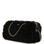 Mini Timeless Classic Barrel Bag with Chain Black Shearling Light Gold Hardware
