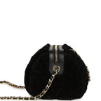 Mini Timeless Classic Barrel Bag with Chain Black Shearling Light Gold Hardware