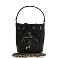 Mini Top Handle Bucket Bag with Chain Black Shiny Caviar Light Gold Hardware