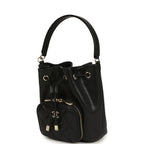Mini Top Handle Bucket Bag with Chain Black Shiny Caviar Light Gold Hardware