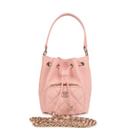 Mini Top Handle Bucket Bag with Chain Pink Shiny Caviar Light Gold Hardware
