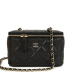 Small Classic Vanity Case Black Shiny Caviar Light Gold Hardware