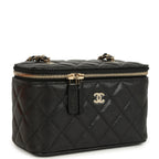 Small Classic Vanity Case Black Shiny Caviar Light Gold Hardware