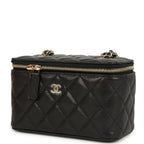 Small Classic Vanity Case Black Shiny Caviar Light Gold Hardware