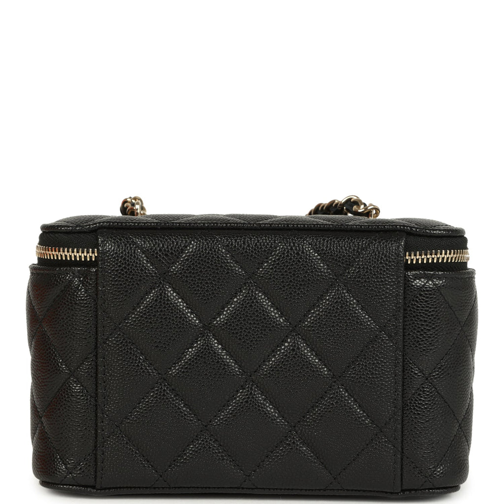 Small Classic Vanity Case Black Shiny Caviar Light Gold Hardware