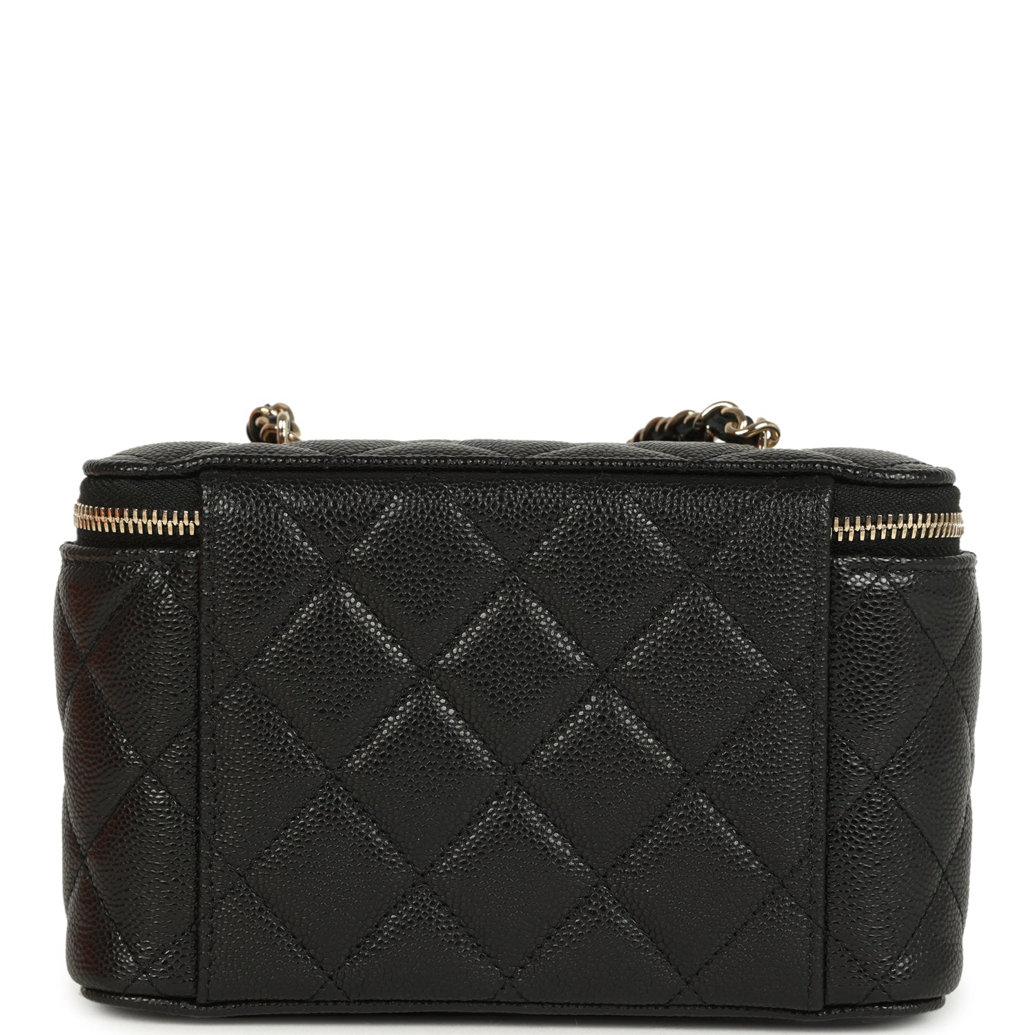 Small Classic Vanity Case Black Shiny Caviar Light Gold Hardware