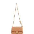 Small CC Crush Flap Bag Caramel Lambskin Brushed Gold Hardware