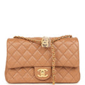 Small CC Crush Flap Bag Caramel Lambskin Brushed Gold Hardware