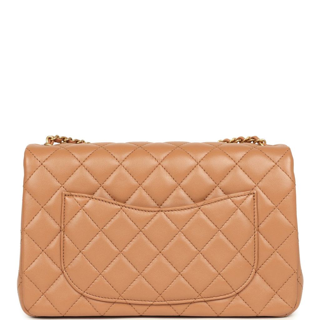 Small CC Crush Flap Bag Caramel Lambskin Brushed Gold Hardware
