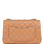Small CC Crush Flap Bag Caramel Lambskin Brushed Gold Hardware