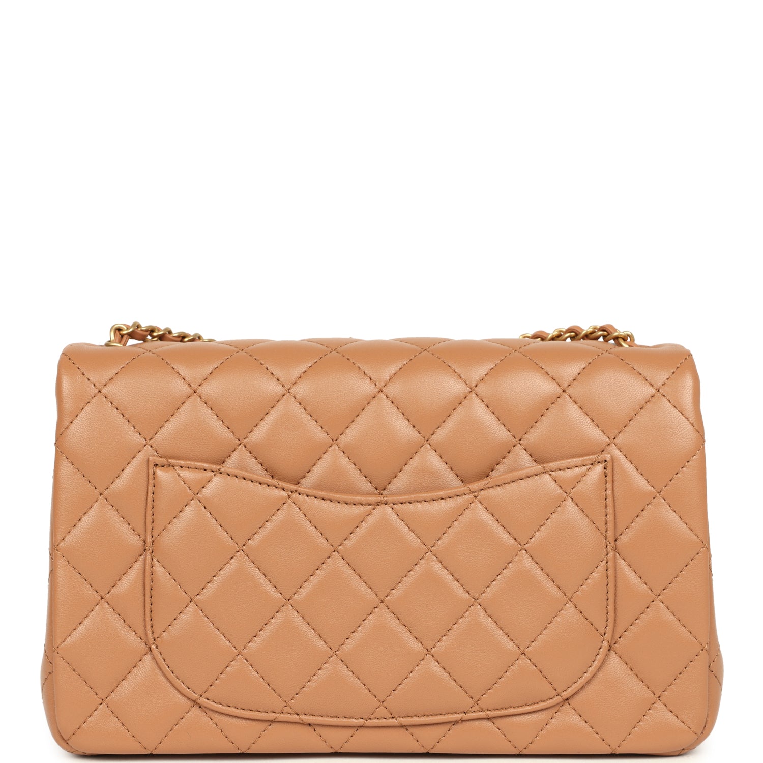 Small CC Crush Flap Bag Caramel Lambskin Brushed Gold Hardware