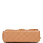 Small CC Crush Flap Bag Caramel Lambskin Brushed Gold Hardware