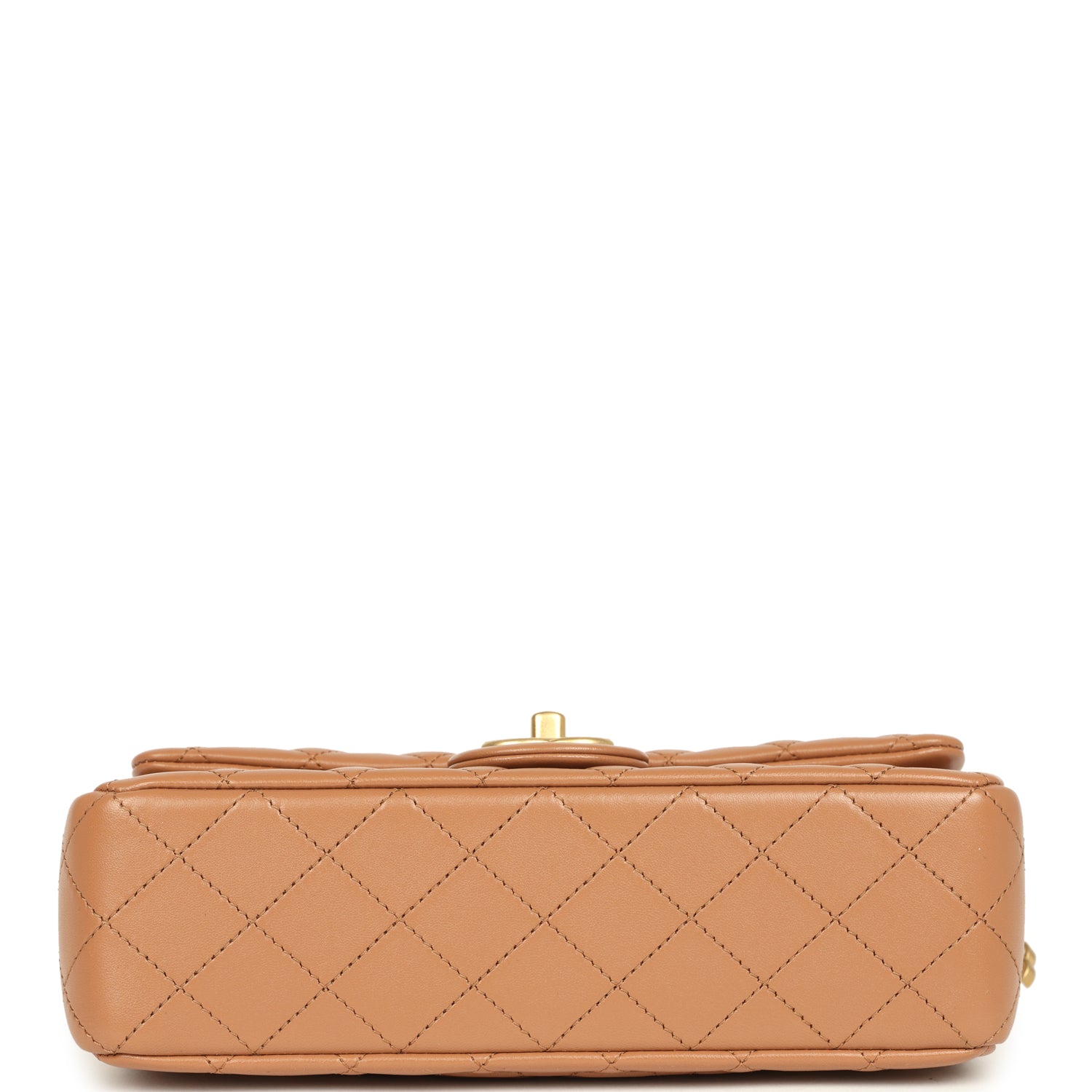 Small CC Crush Flap Bag Caramel Lambskin Brushed Gold Hardware