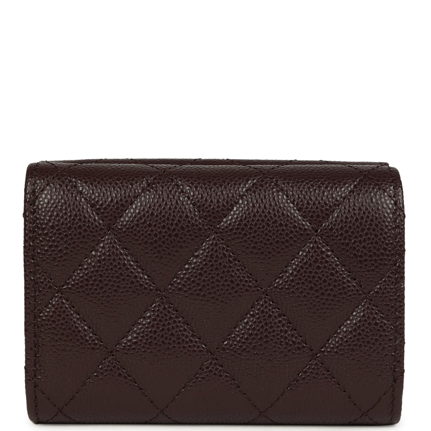 Small Classic Flap Wallet Dark Brown Shiny Caviar Light Gold Hardware