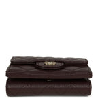 Small Classic Flap Wallet Dark Brown Shiny Caviar Light Gold Hardware