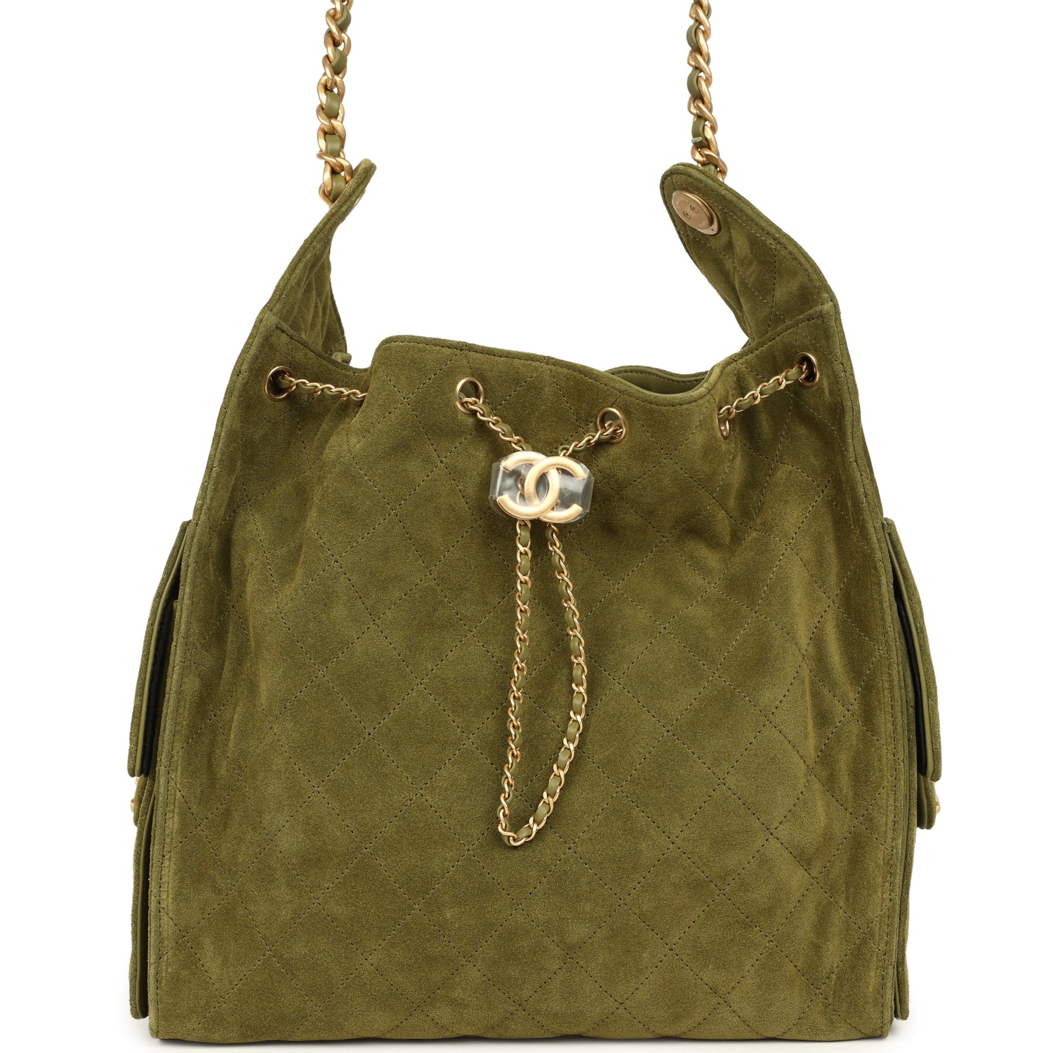 Medium 25 Hobo Bag Khaki Suede Antique Gold Hardware