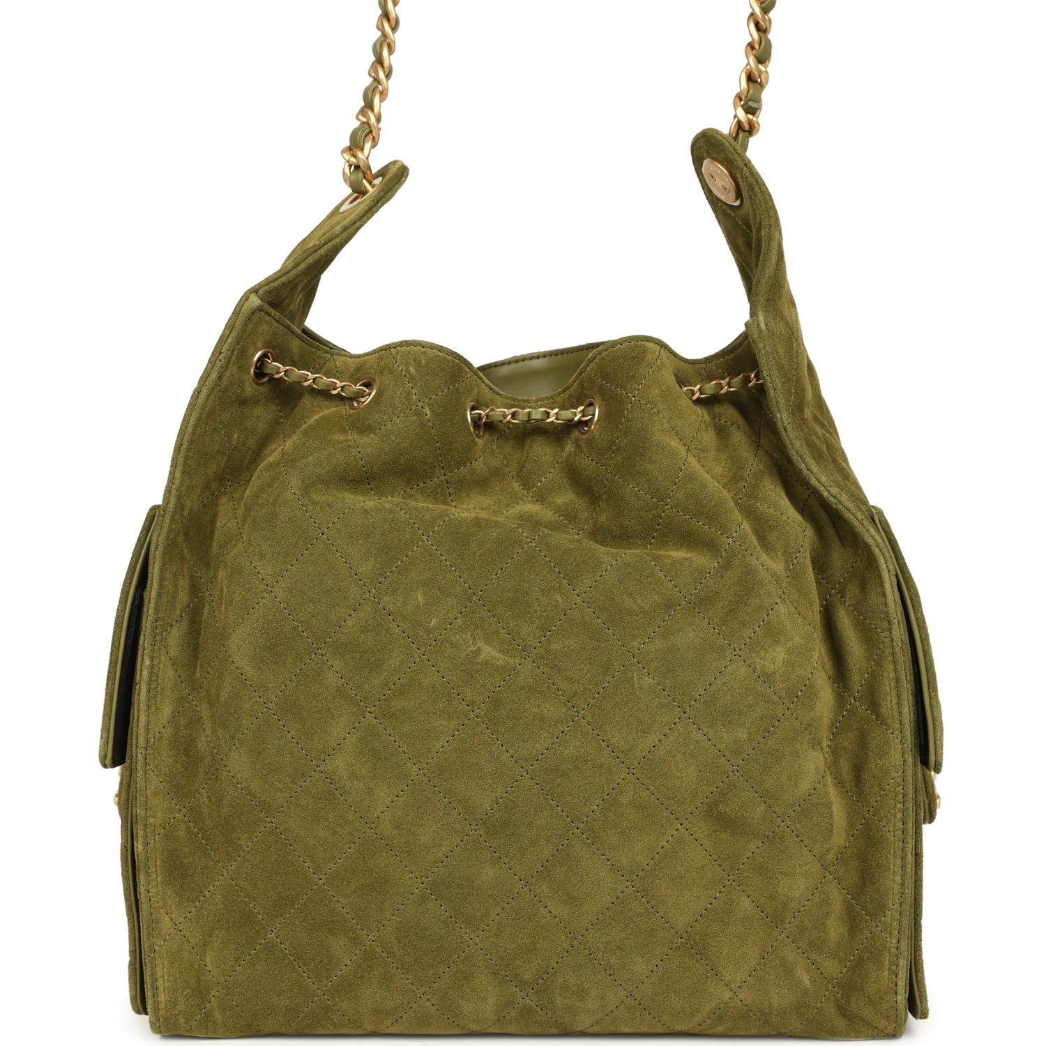 Medium 25 Hobo Bag Khaki Suede Antique Gold Hardware