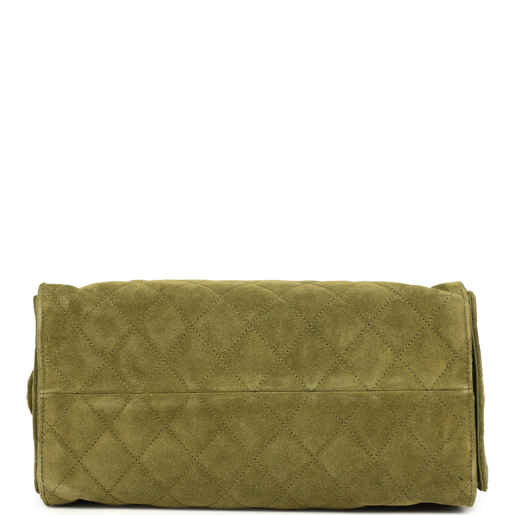Medium 25 Hobo Bag Khaki Suede Antique Gold Hardware