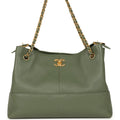 Small Coco Hobo Bag Khaki Calfskin Antique Gold Hardware