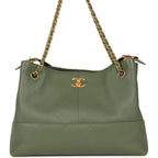 Small Coco Hobo Bag Khaki Calfskin Antique Gold Hardware