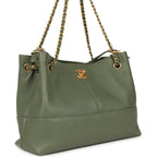 Small Coco Hobo Bag Khaki Calfskin Antique Gold Hardware