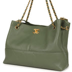 Small Coco Hobo Bag Khaki Calfskin Antique Gold Hardware