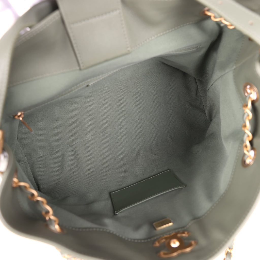Small Coco Hobo Bag Khaki Calfskin Antique Gold Hardware