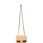 Mini Shearling Flap Bag Brown Lambskin Brushed Gold Hardware