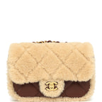 Mini Shearling Flap Bag Brown Lambskin Brushed Gold Hardware