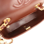 Mini Shearling Flap Bag Brown Lambskin Brushed Gold Hardware