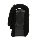 Medium Shearling Flap Bag Black Lambskin Brushed Gold Hardware