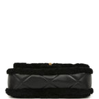 Medium Shearling Flap Bag Black Lambskin Brushed Gold Hardware