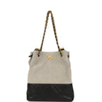 Coco Shopping Bag Dark Grey Suede and Black Shiny Lambskin Brushed Gold Hardware