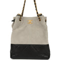 Coco Shopping Bag Dark Grey Suede and Black Shiny Lambskin Brushed Gold Hardware