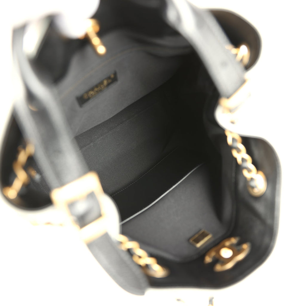 Coco Shopping Bag Dark Grey Suede and Black Shiny Lambskin Brushed Gold Hardware