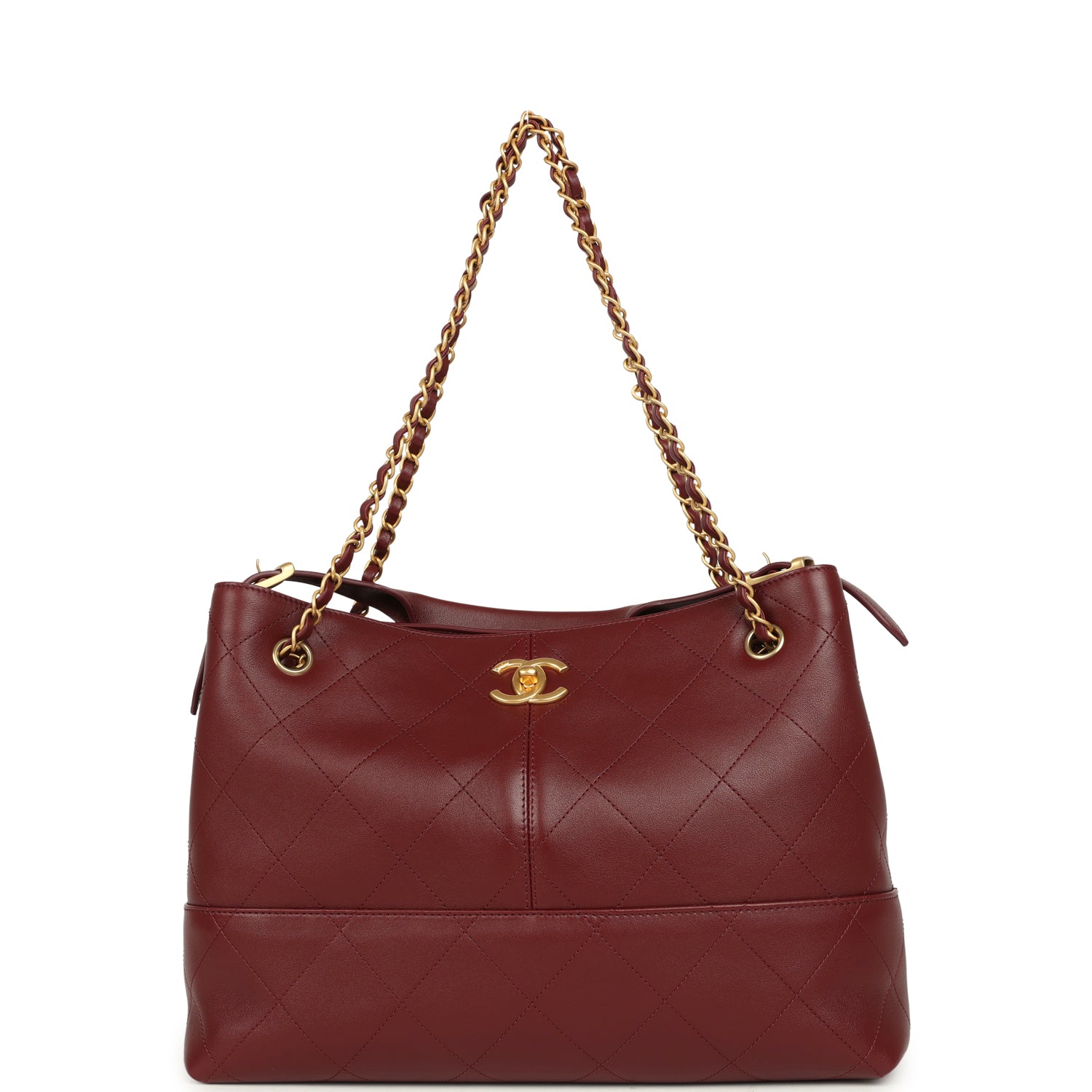 Small Coco Hobo Bag Burgundy Calfskin Antique Gold Hardware