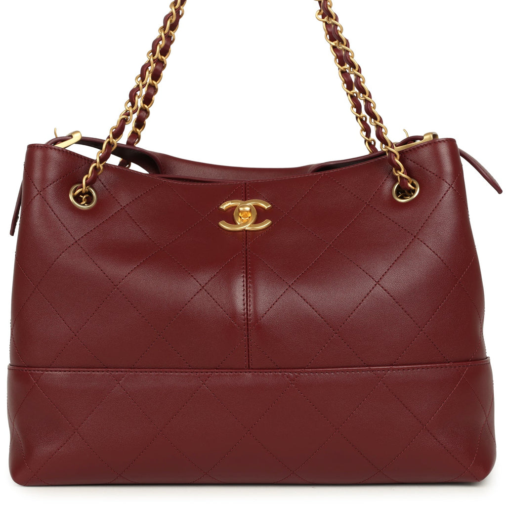 Small Coco Hobo Bag Burgundy Calfskin Antique Gold Hardware
