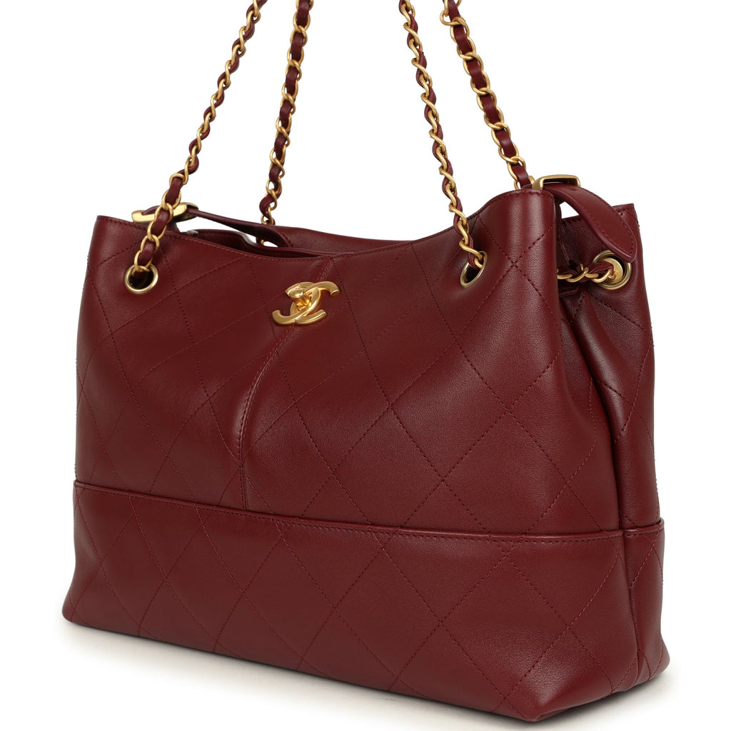 Small Coco Hobo Bag Burgundy Calfskin Antique Gold Hardware