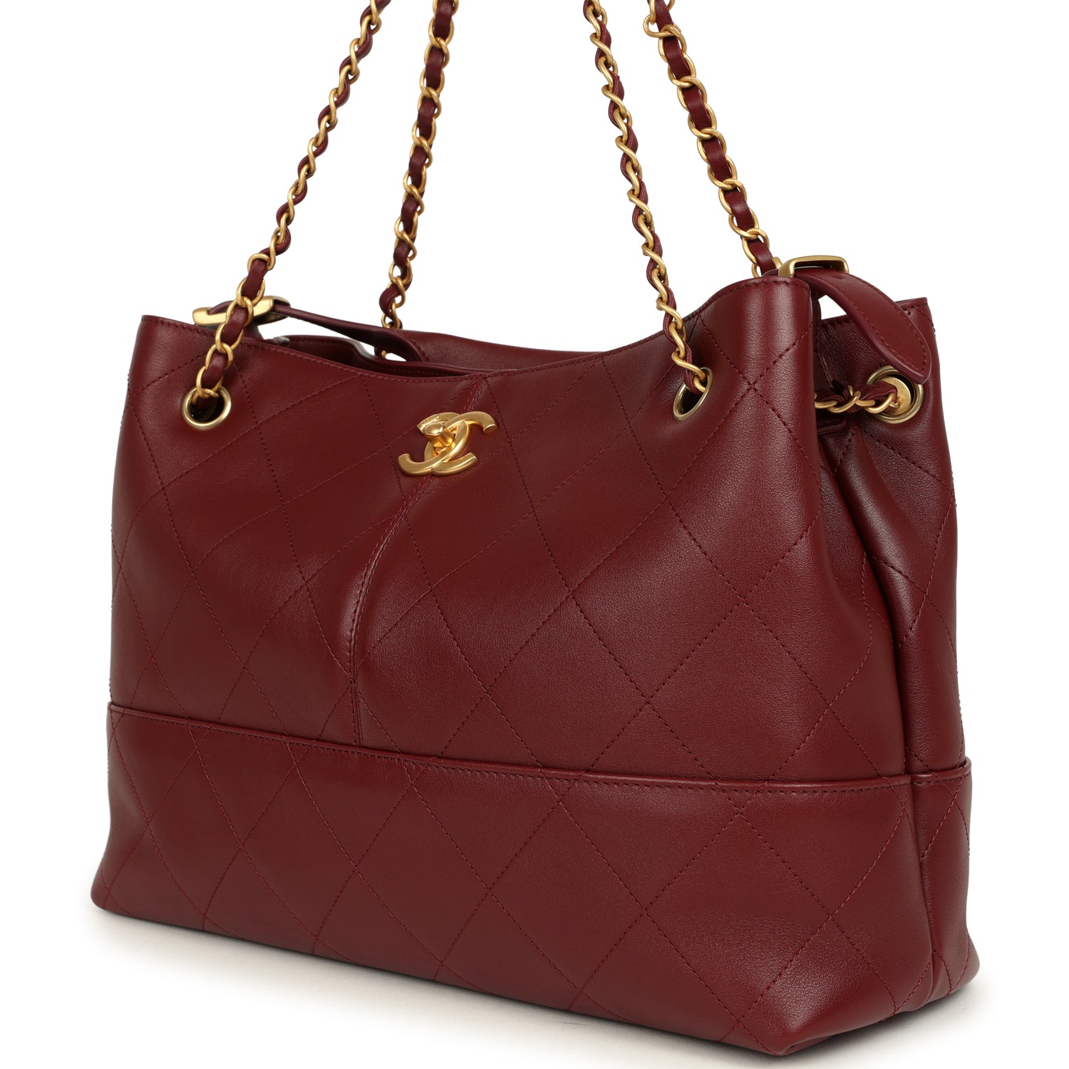 Small Coco Hobo Bag Burgundy Calfskin Antique Gold Hardware