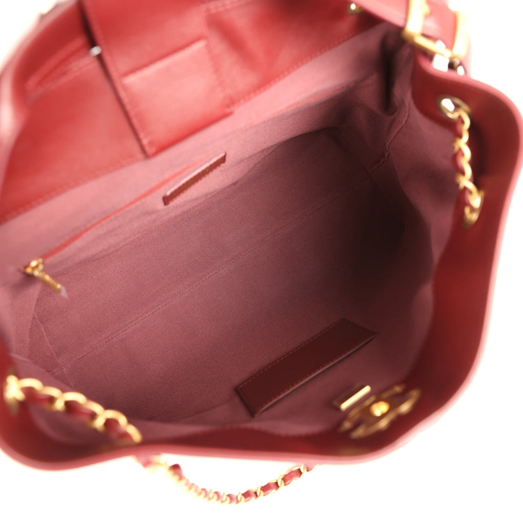 Small Coco Hobo Bag Burgundy Calfskin Antique Gold Hardware
